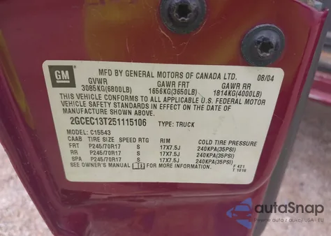 2005 Chevrolet Silverado 1500 Ls из США, поврежденный, VIN 2GCEC13T251115106